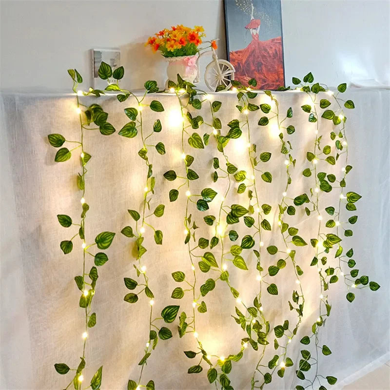 Purilite Select Flower Green Leaf String Lights – Artificial Vine Fairy Lights | Battery Powered Garland for Christmas, Weddings & Home Decor