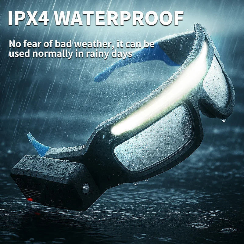 New XTE multifunctional glasses light with Type-C charging, warning headlamp, compact and portable, touch-sensitive headlamp