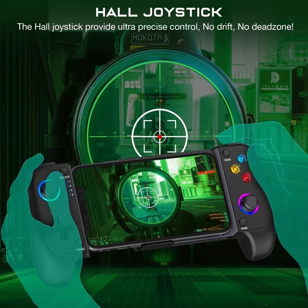 Purilite Select MC100 Hall Effect Wireless Gamepad with RGB Lighting – Adjustable Mobile & Tablet Controller, Anti-Drift Precision Joystick - PuriLite