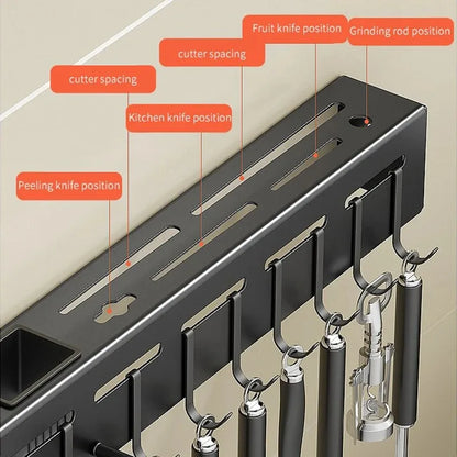 Wall Organizer Multi Purpose Kitchen Storage Rack for Utensils Pots Pans Hanging Space Saving No Drill Mount Heavy Duty