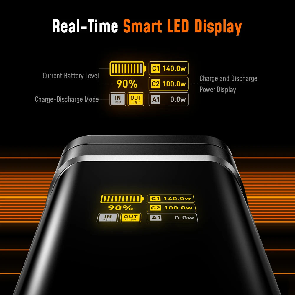 Purilite Select “Future Starship” 240W 27,600mAh Power Bank with LED Display + 3FT USB-C Cable