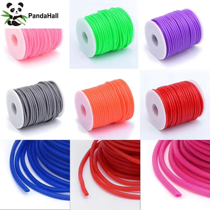Purilite Select Hollow Rubber Cord Roll for Jewelry Making, Flexible PVC Tubular Craft Cord, DIY Bracelet and Necklace Thread, 2mm 3mm 4mm