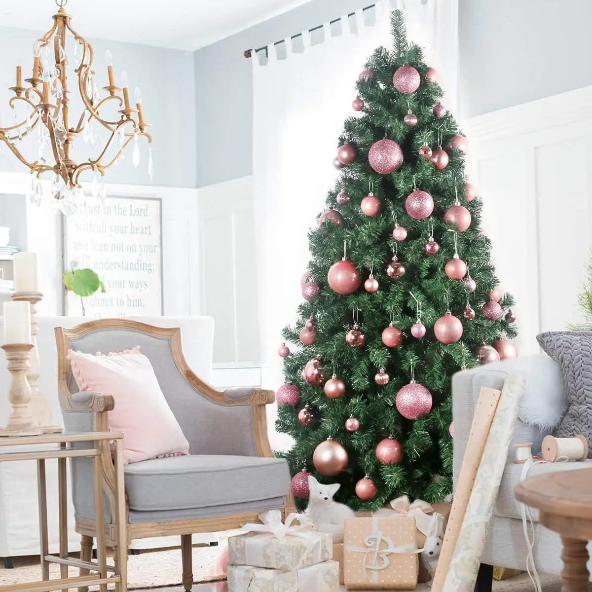 Purilite Select 24pcs Pink Christmas Hanging Balls – Elegant 3cm Ornaments for Trees, Parties & Holiday Décor