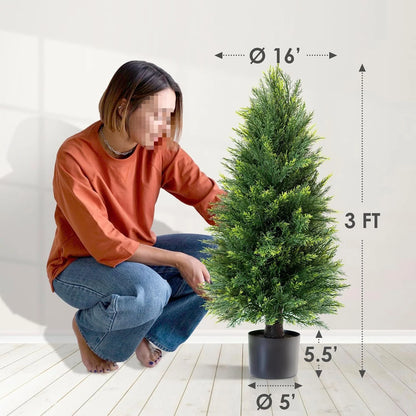 Purilite Select Artificial Pine & Cypress Potted Tree – Realistic Faux Evergreen Floor Plant for Christmas Decoration, Home, Hotel, and Indoor Outdoor Display - PuriLite