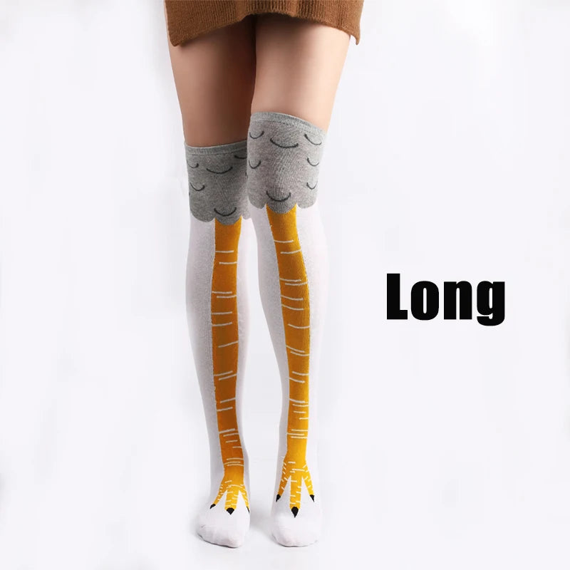 Purilite Select Funny Cartoon Chicken Leg Thigh High Socks | Stretchy Novelty Cosplay Socks for Women EU 38-43