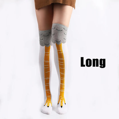 Purilite Select Funny Cartoon Chicken Leg Thigh High Socks | Stretchy Novelty Cosplay Socks for Women EU 38-43