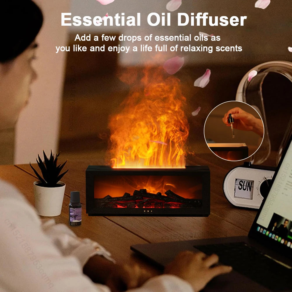 Purilite Select Flame Aroma Humidifier | Essential Oil Diffuser with RGB LED Light, Remote Control & Timer