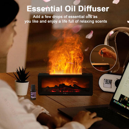 Purilite Select Flame Aroma Humidifier | Essential Oil Diffuser with RGB LED Light, Remote Control & Timer