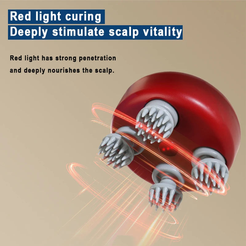 Purilite Select Advanced Head Massager with Red Light Therapy – Deep Kneading Scalp Care with Adjustable Speed & Soft Silicone Nodes