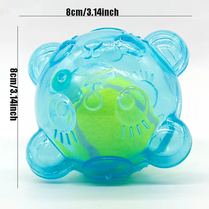 Purilite Select Durable Dog Chew Toy – Cute Bear Head Squeaky Puppy Toy - Teeth-Cleaning Rubber Toy for Small and Large Dogs