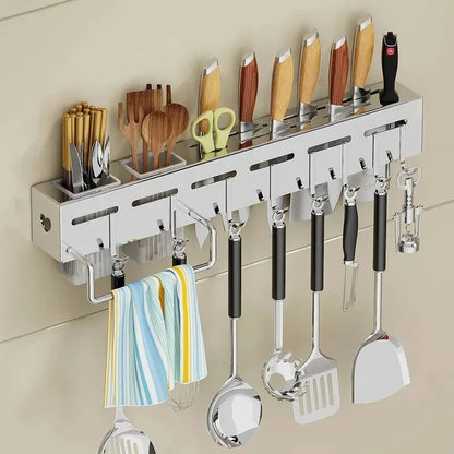 Wall Organizer Multi Purpose Kitchen Storage Rack for Utensils Pots Pans Hanging Space Saving No Drill Mount Heavy Duty