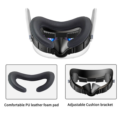 Purilite Select Adjustable VR Facial Interface & Face Pad Cushion – PU Leather Foam Replacement Bracket for Quest 3 Headset – Comfortable Fit & Sweat-Resistant Design