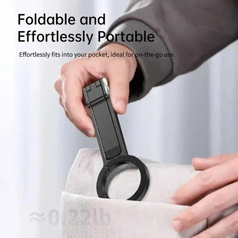 Purilite Select Foldable Magnetic Phone Holder Stand – Portable Aluminum Desk Stand with 360° Rotation and Adjustable Tripod Mount for Smartphones