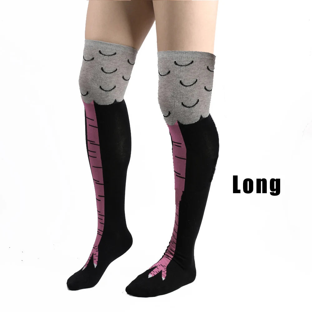 Purilite Select Funny Cartoon Chicken Leg Thigh High Socks | Stretchy Novelty Cosplay Socks for Women EU 38-43