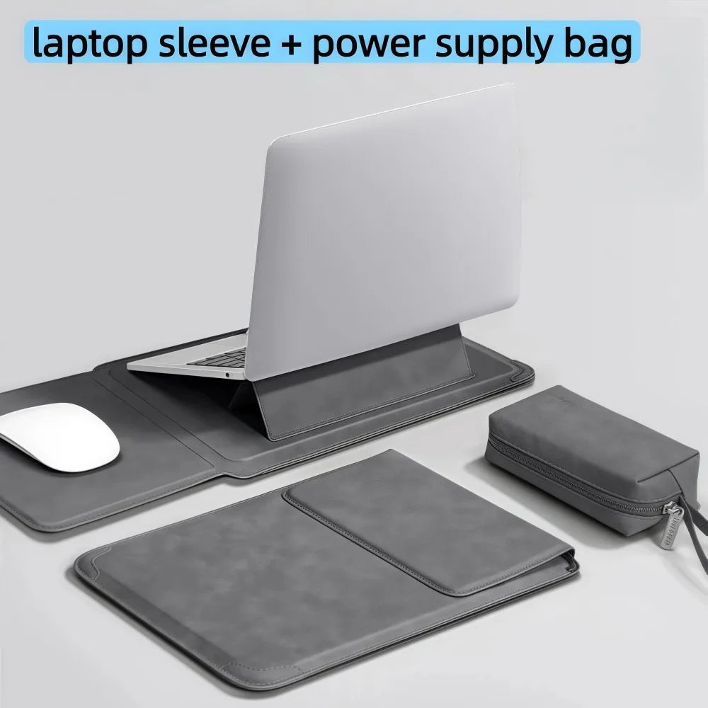 Purilite Select | 3-in-1 Laptop Stand Bag | Waterproof PU Leather Laptop Sleeve Case | Shockproof Notebook Cover with Built-In Stand | 13–16 Inch Laptop Bag for Men & Women