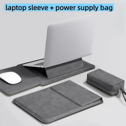 Purilite Select | 3-in-1 Laptop Stand Bag | Waterproof PU Leather Laptop Sleeve Case | Shockproof Notebook Cover with Built-In Stand | 13–16 Inch Laptop Bag for Men & Women