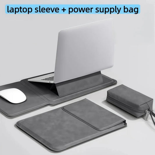 Purilite Select | 3-in-1 Laptop Stand Bag | Waterproof PU Leather Laptop Sleeve Case | Shockproof Notebook Cover with Built-In Stand | 13–16 Inch Laptop Bag for Men & Women