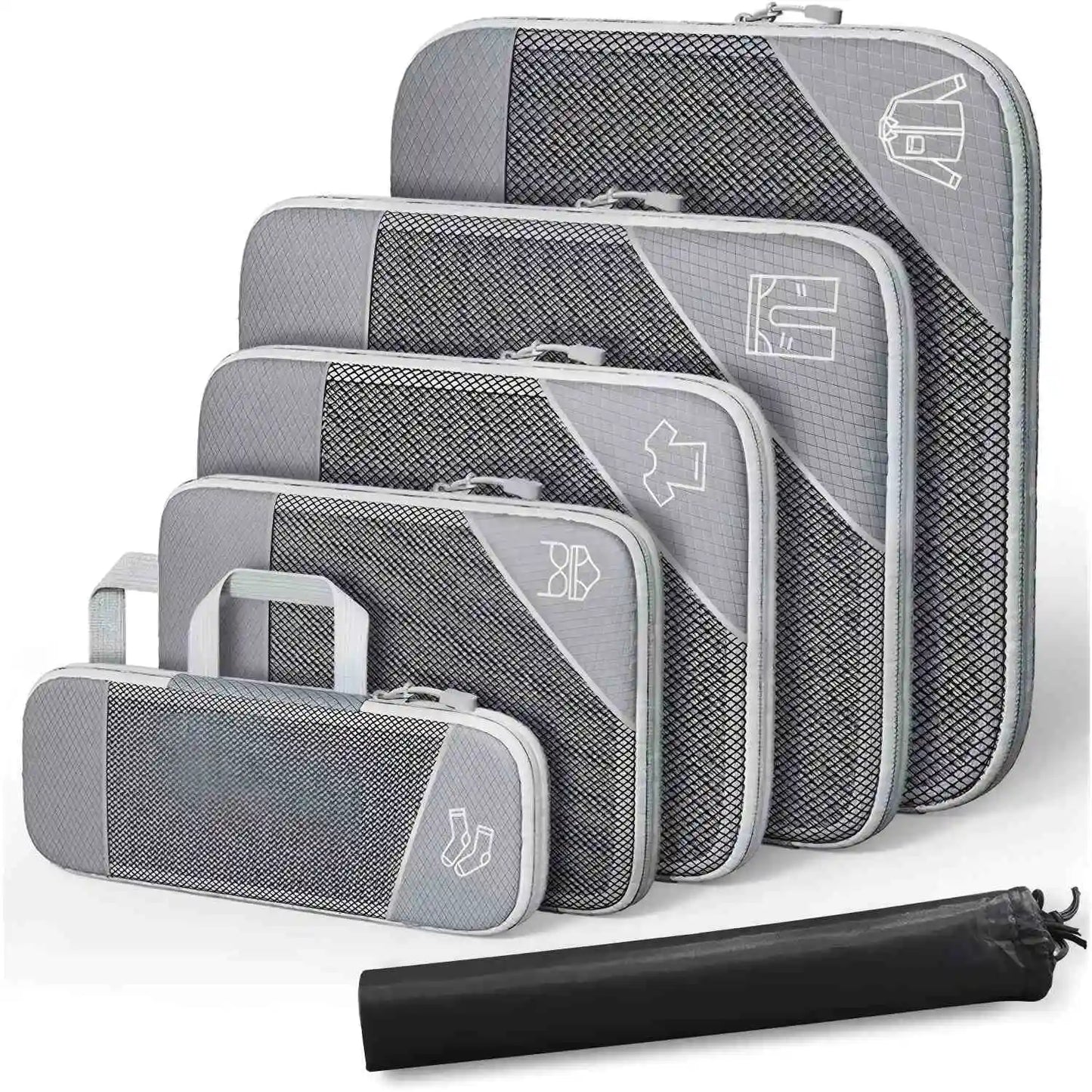Purilite Select 6-Piece Travel Packing Cubes Set with Shoe Bag, Lightweight Luggage Organizer Bags for Suitcase, Wardrobe & Travel Storage