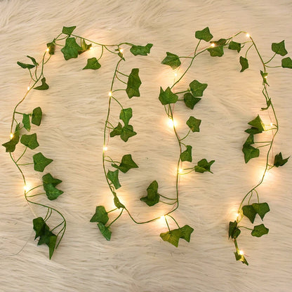 Purilite Select LED Silk Leaf Ivy Vine String Lights – 2M/5M/10M Artificial Green Garland | Hanging Creeper Décor for Home, Garden, Wedding & Party