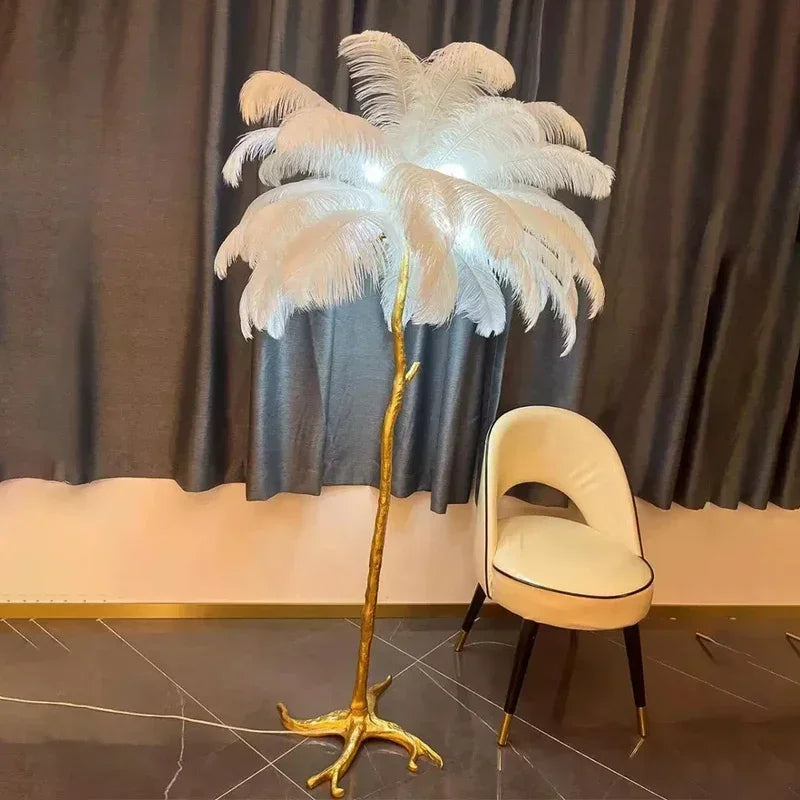 Purilite Select Nordic Feather Floor Lamp – Modern Luxury Ostrich Feather LED Floor Light, Elegant Ambient Lighting for Living Room, Bedroom, and Home Décor - PuriLite