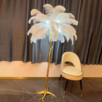 Purilite Select Nordic Feather Floor Lamp – Modern Luxury Ostrich Feather LED Floor Light, Elegant Ambient Lighting for Living Room, Bedroom, and Home Décor - PuriLite