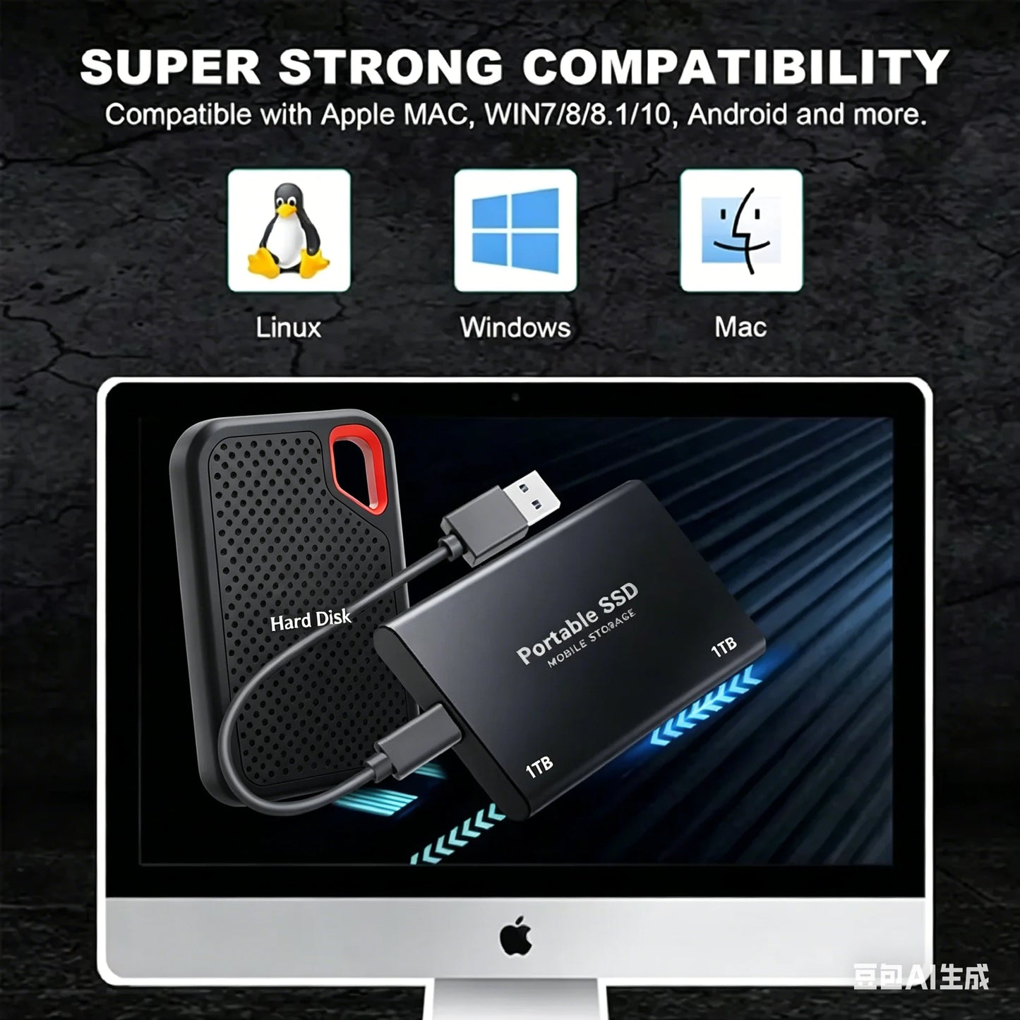 Purilite Select Portable External SSD USB 3.2 High-Speed Storage Drive for Laptop, PC, Mac & Mobile Devices