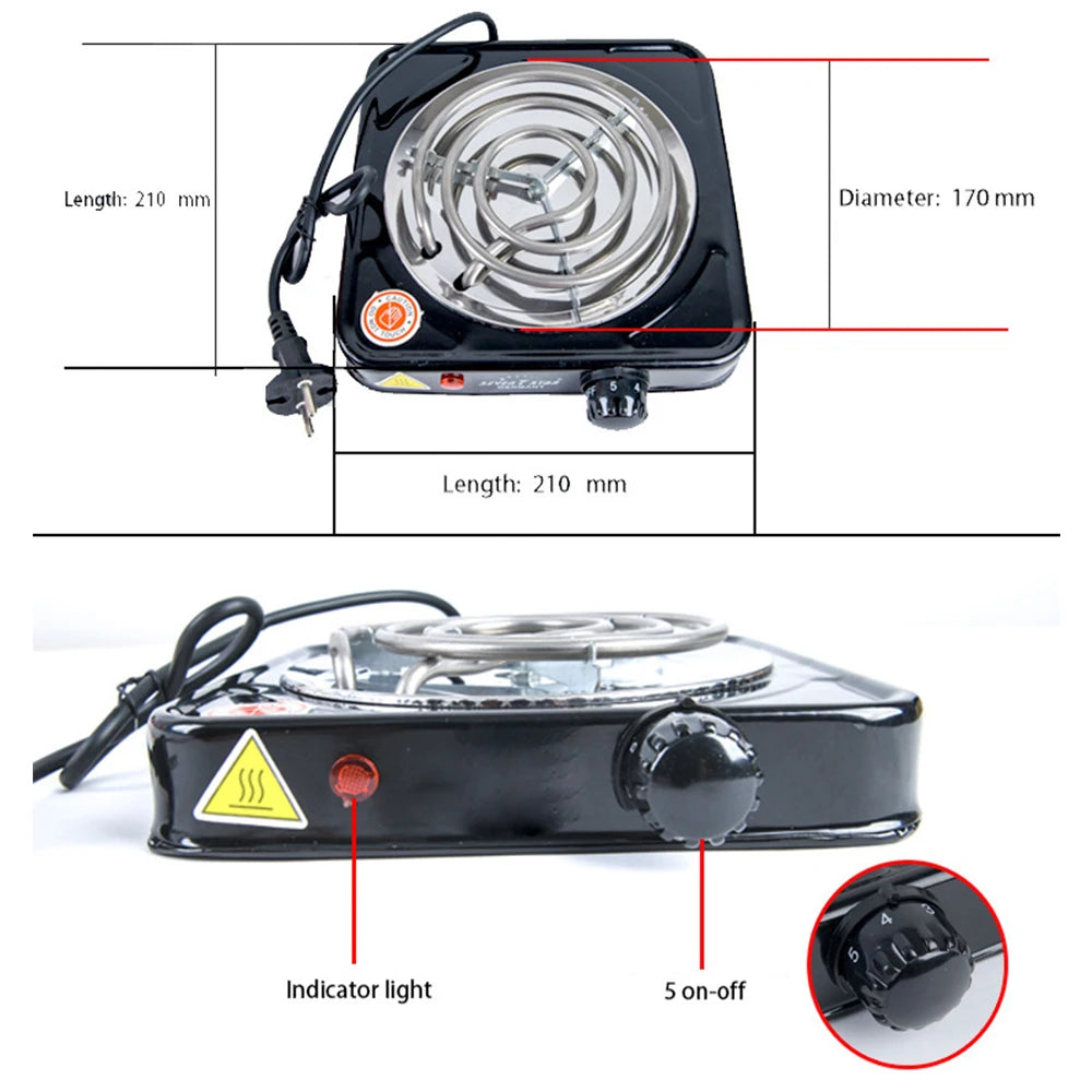 Electric Furnace Household Mini Single Disc Burner Portable Hot Plate Mosquito Incense Furnace 1000W 200-1000℃ Kitchen Stove