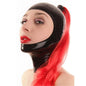 Purilite Select Latex Hood with Red Ponytail Open Face Rubber Mask with Back Zipper