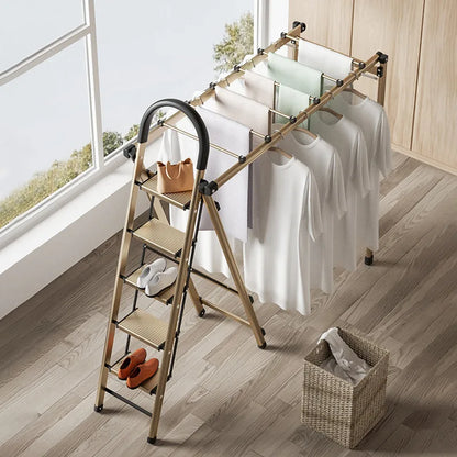 Purilite Select Folding Aluminum Ladder Drying Rack – Dual-Purpose Step Ladder & Clothes Airer – Heavy-Duty 150kg Load Laundry Ladder