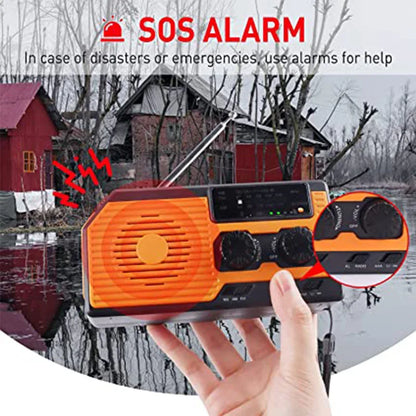 LOTOTG Portable Emergency Solar Power Radio Hand Crank Charging AM/FM Weather Radio Led Reading Flashlight Bank Phone Charger