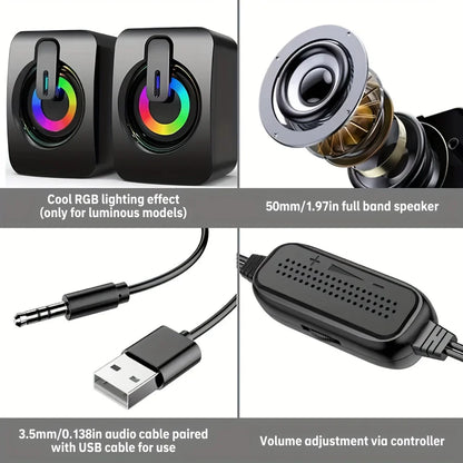Purilite Select HiFi Stereo USB Computer Speakers with LED Light & Microphone
