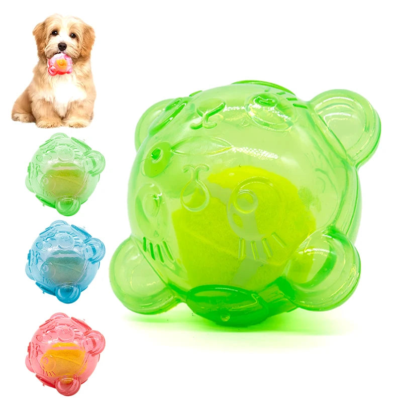 Purilite Select Durable Dog Chew Toy – Cute Bear Head Squeaky Puppy Toy - Teeth-Cleaning Rubber Toy for Small and Large Dogs
