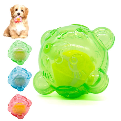 Purilite Select Durable Dog Chew Toy – Cute Bear Head Squeaky Puppy Toy - Teeth-Cleaning Rubber Toy for Small and Large Dogs