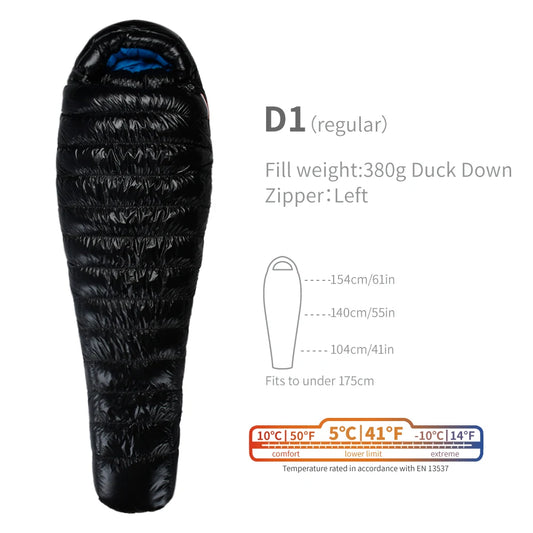 Purilite Select Ultralight Duck Down Sleeping Bag | 3-Season Backpacking, Hiking & Camping Mummy Sleeping Bag