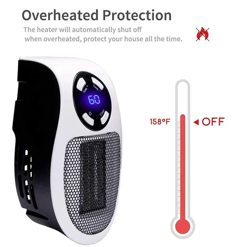 350W Portable Electric Heater with Remote Control, Wall Mounted Home Room Heater for Winter Indoor Heating Fast Warm  heater