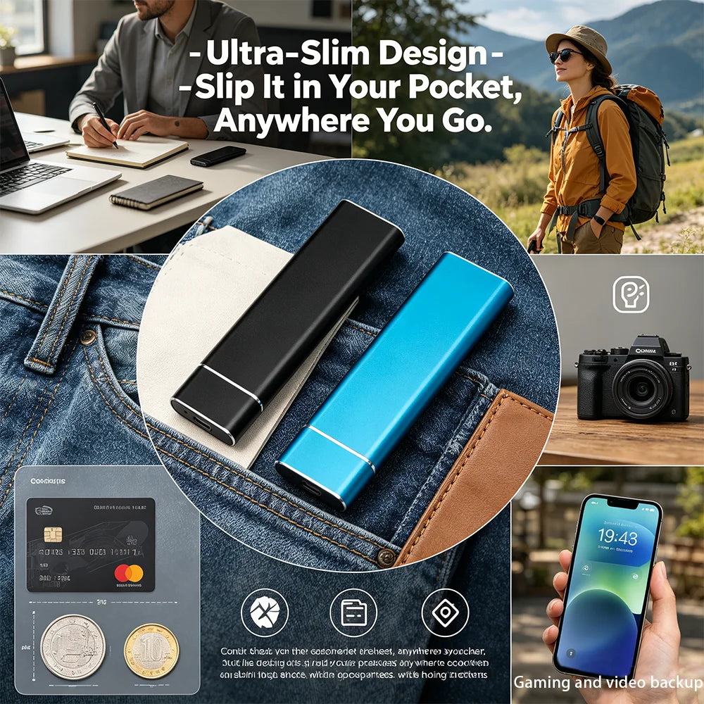 Purilite Select Portable External SSD USB Type-C High-Speed Storage Drive for Laptop, PC, File Backup, Data Transfer & Travel