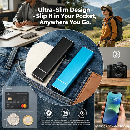 Purilite Select Portable External SSD USB Type-C High-Speed Storage Drive for Laptop, PC, File Backup, Data Transfer & Travel