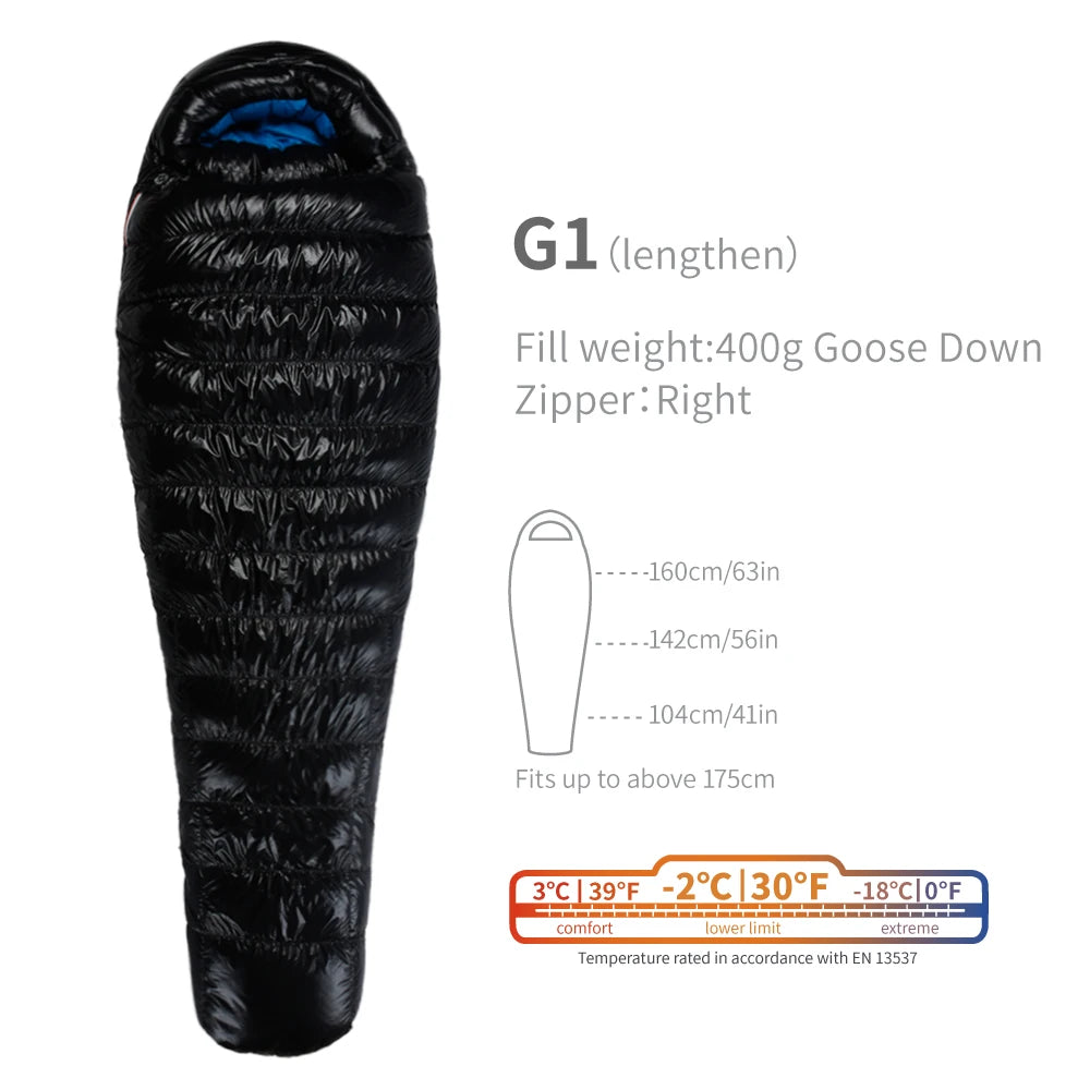 Purilite Select Lightweight Goose Down Sleeping Bag | 800FP Backpacking Winter Camping Mummy Sleeping Bag