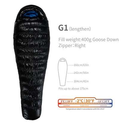 Purilite Select Lightweight Goose Down Sleeping Bag | 800FP Backpacking Winter Camping Mummy Sleeping Bag
