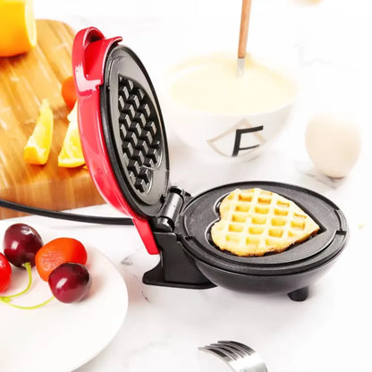 Purilite Select Mini Electric Waffle Maker 220V EU Plug – Heart Shaped Non-Stick Waffle Iron, Compact Breakfast Maker 400W - PuriLite