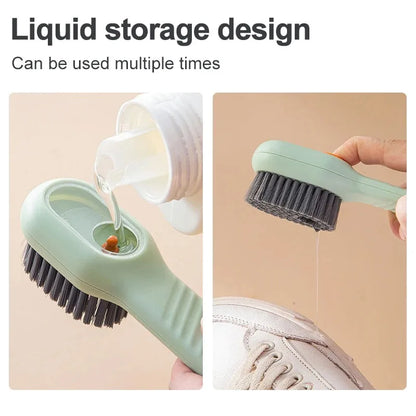 Purilite Select Multifunction Cleaning Brush with Liquid Dispenser – Soft Bristle Long Handle Shoe and Clothes Cleaning Brush for Household Kitchen Bathroom and Fabric Care - PuriLite