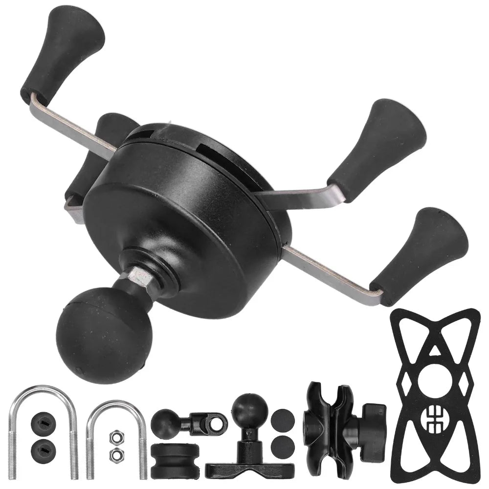 Purilite Select | Universal Mobile Phone Holder 4–6.5 Inch | Black Handlebar Mount | Modification Kit with Accessories