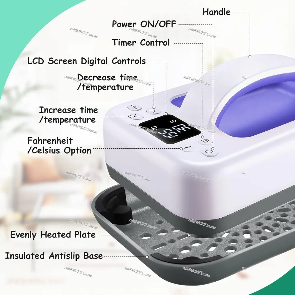 Pequeña máquina de prensado en caliente para transferencia de calefacción, mini prensa de calor portátil de fácil prensa de 7 × 4,8 pulgadas para bricolaje (azul) - PuriLite