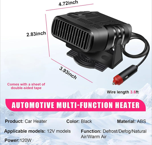 Purilite Select – Portable Car Heater and Windshield Defogger with 360° Rotating Base