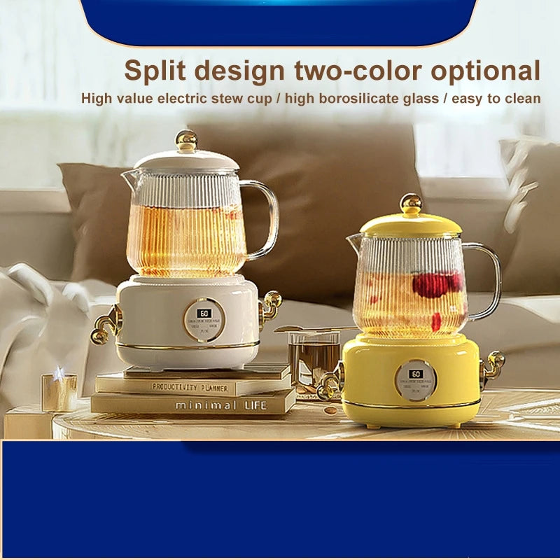 600ml Electric Kettle Tea Pot Health Preserving Pot Boiled Water Pot Kettle Glass Stew Cup Multifunctional Teapot Home Office - PuriLite