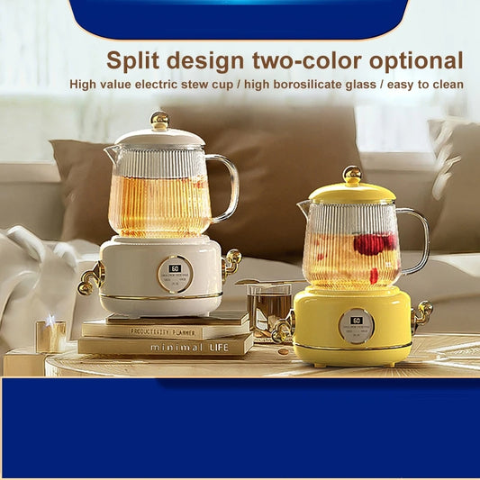 600ml Electric Kettle Tea Pot Health Preserving Pot Boiled Water Pot Kettle Glass Stew Cup Multifunctional Teapot Home Office - PuriLite
