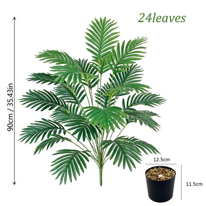 Purilite Select Artificial Areca Palm Plant Tree in Pot – 24 Leaves Realistic Faux Greenery for Indoor Home, Office, and Outdoor Decoration - PuriLite
