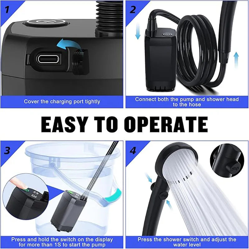 Purilite Select Portable Camping Shower | 6000mAh Rechargeable Electric Outdoor Shower with LED Display