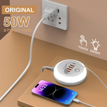 50W Power Strip Multi Port USB C Socket Type C Fast Charging Wall Charger USB Adapter For iPhone12 13 Quick Mobile Phone Charger - PuriLite