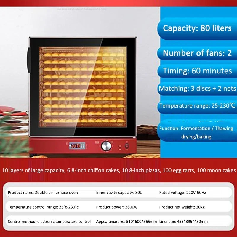Purilite Select Large Capacity Hot Air Baking Oven | 80L–120L Electric Air Furnace Oven | Commercial & Household Baking Oven - PuriLite